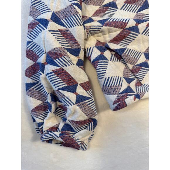 Xirena Ivory Blue Red Crop Jacket Boxy Embroidered Blazer XS - Picture 8 of 11